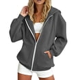 thumbnail image 2 of Hoodie for Women Zip Up Hoodies Oversized Sweatshirt Fall Fashion Outfits 2026 Casual Hooded Jackets, 2 of 4