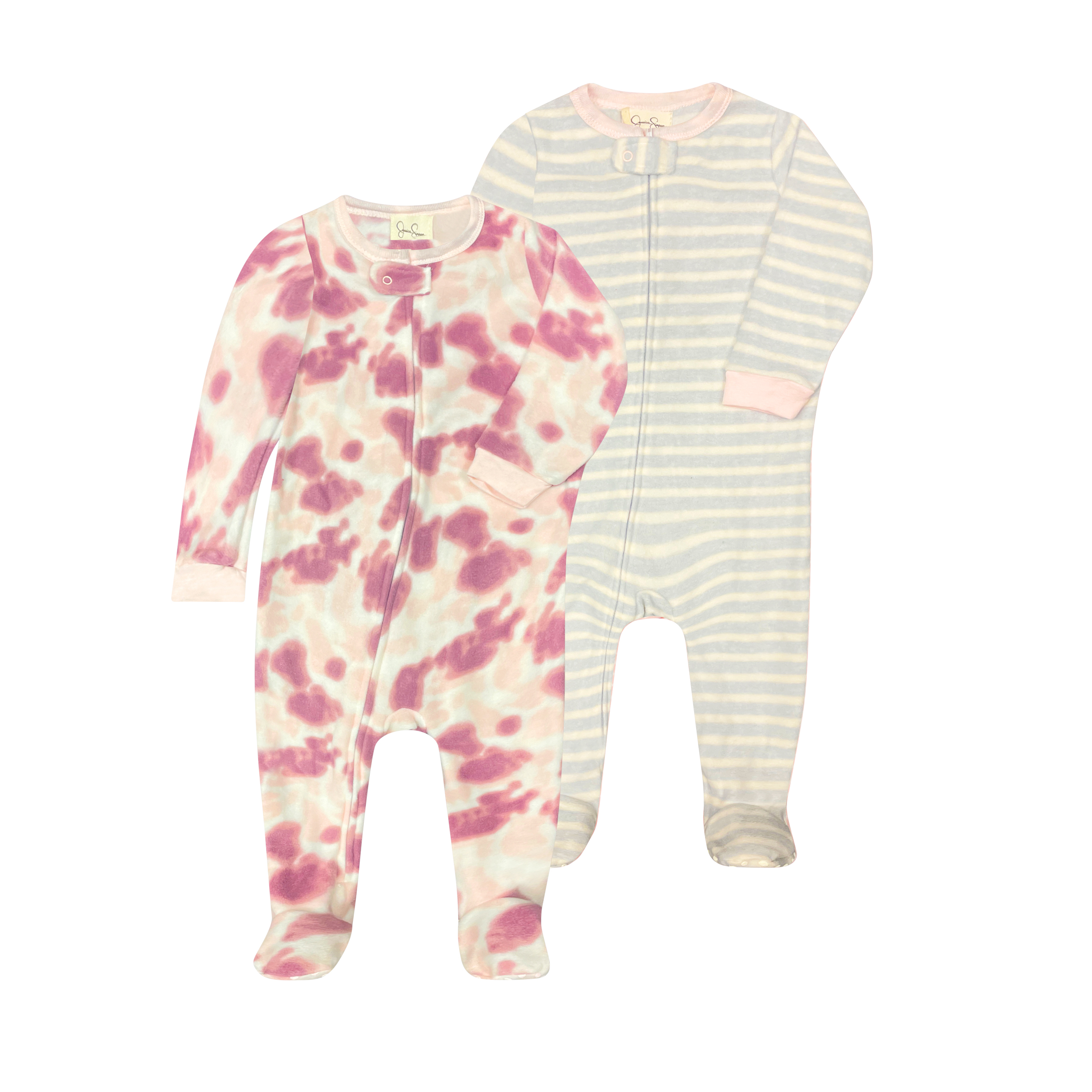 Jessica Simspon 2Pk Sleep And Play Girl Footed Baby Sleepers Pajamas