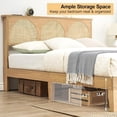 thumbnail image 7 of Queen Size Platform Bed Frame with Natural Rattan Headboard & Led Light, 7 of 7