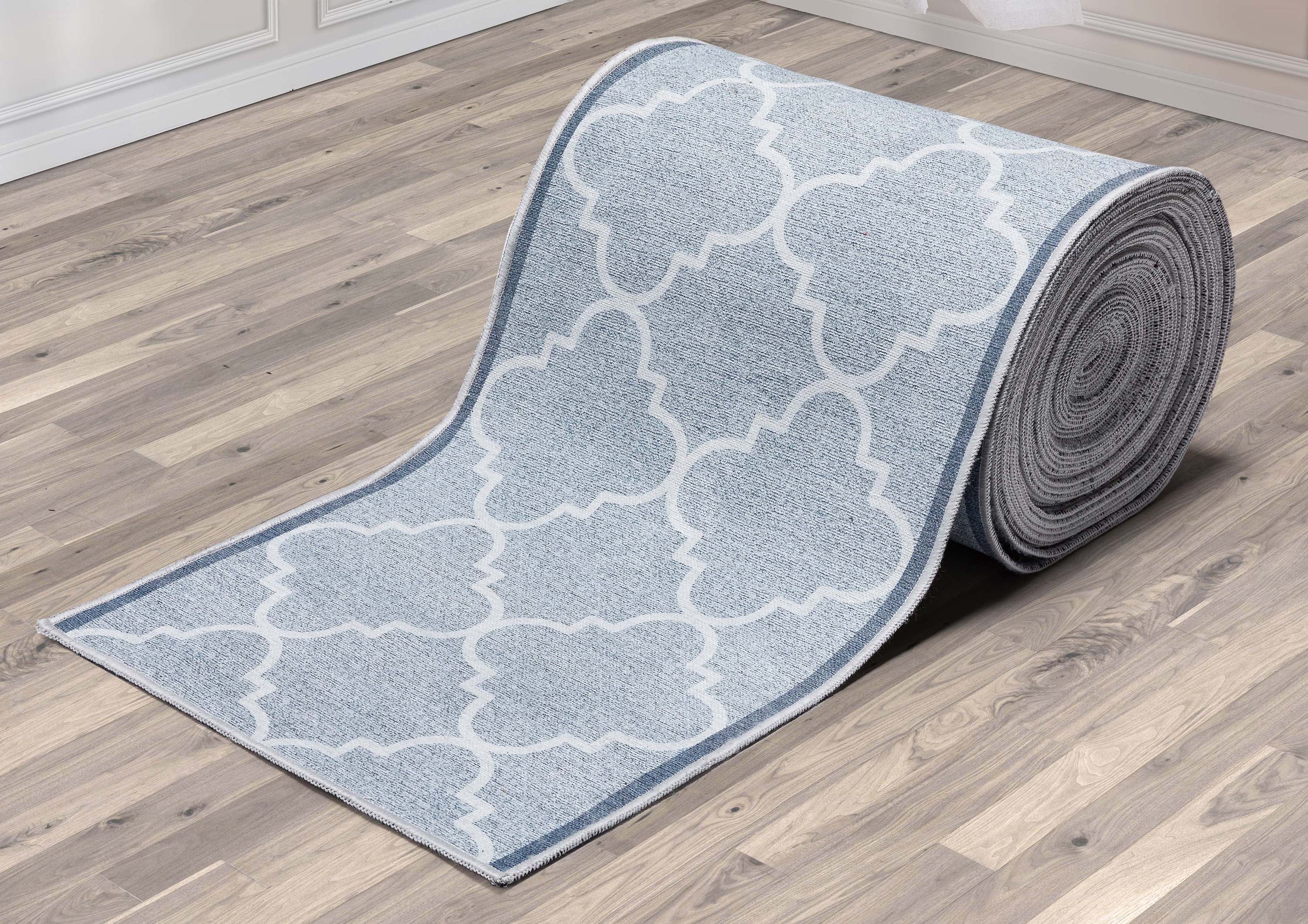 Well Woven Custom Size 22" Wide Runner Non-Slip Rubber Backed Machine Washable Hall Rug 22 Inches Wide x 55 Feet Long Runner (22" x 55' Runner) Brooklyn Trellis Red Geometric Indoor Outdoor Low Pile