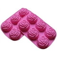 thumbnail image 1 of Set of 2 Large Rose Flower Ice Cube Chocolate Soap Tray Mold Silicone Party maker, 1 of 5