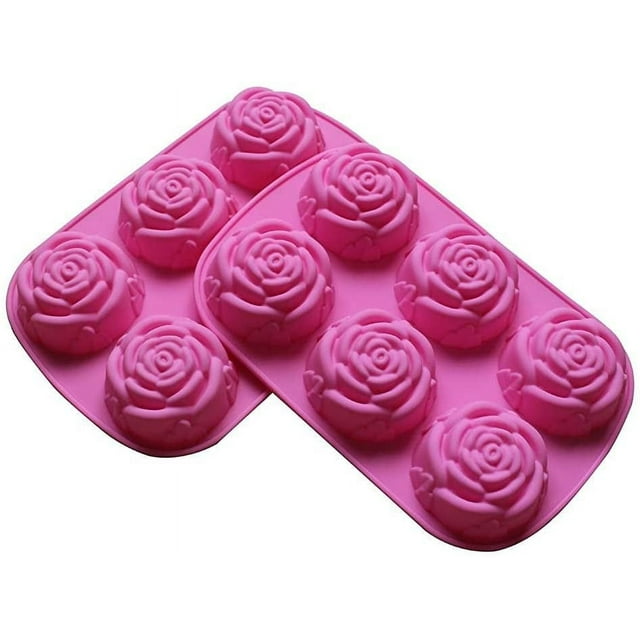 Set of 2 Large Rose Flower Ice Cube Chocolate Soap Tray Mold Silicone Party maker