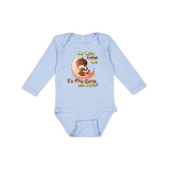 Inktastic My Nana Loves Me to the Moon and Back Boys or Girls Long Sleeve Baby Bodysuit