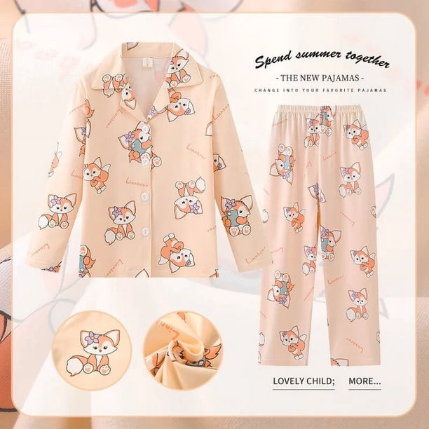 Disney StellaLou-ropa de dormir de Anime Kawaii para niños, ropa de dormir de Hello Kitty, pijamas de dibujos animados, ropa de estar por casa para Navidad, Linda Niña