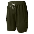 thumbnail image 3 of FASHIONWT Men Casual Solid Color Mid Waist Drawstring Terry Running Shorts, 3 of 4