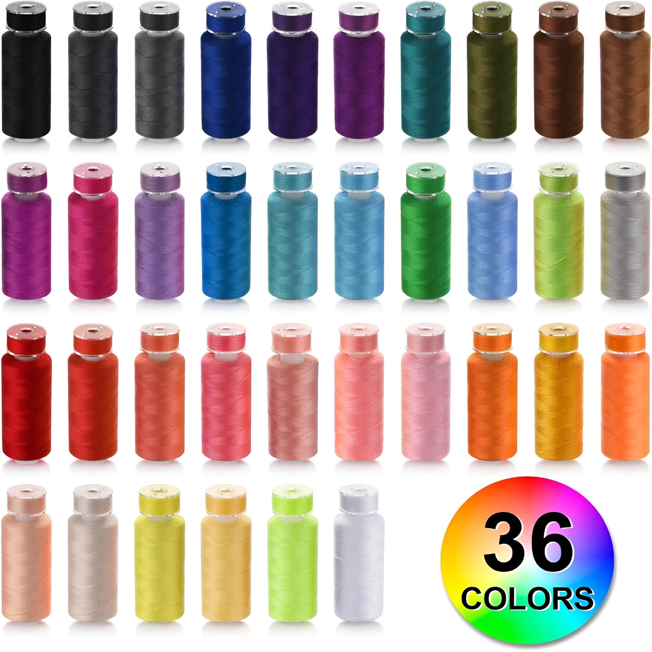 PALINO 72pcs Sewing Thread Kit, 36 Colors, 400 Yards per Spool Polyester Thread, Prewound Bobbins, Sewing Machine Threads