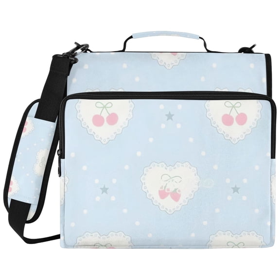 DIXRUYEE Zipper Binder File Keeper Documents Organized-Pale Blue Heart-flower Of Pattern