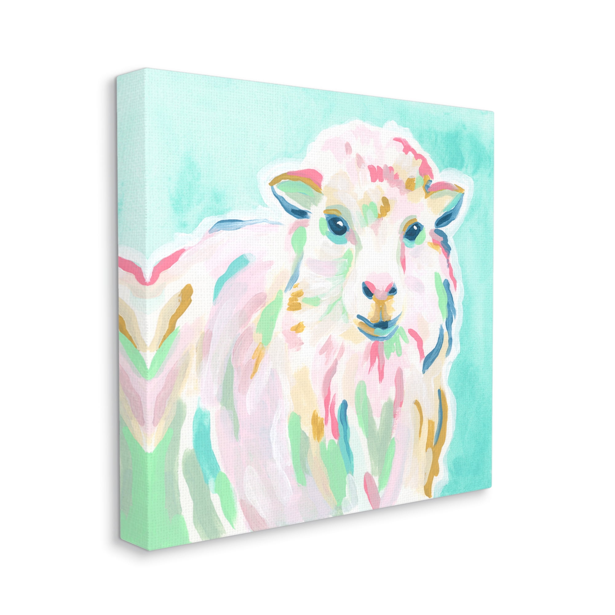 Stupell Industries Pastel Sheep Painting Animals & Insects Painting Gallery Wrapped Canvas Print Wall Art, 17 x 17