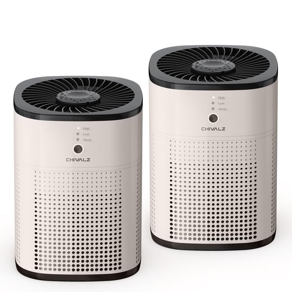2 Pack CHIVALZ Air Purifiers for Bedroom with True HEPA Filter for Smoke, Dust, Pollen, Pet Dander, Small Air Purifiers for Home