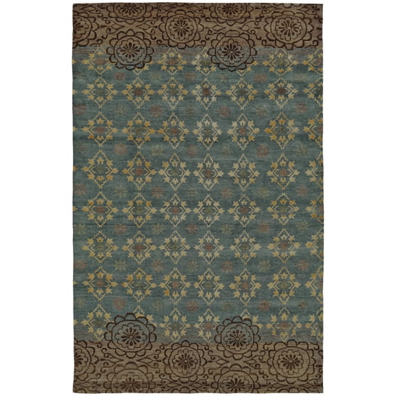 HomeRoots 567910 2 x 3 ft. Floral Hand Knotted Rectangle Area Rug, Blue, Green & Brown