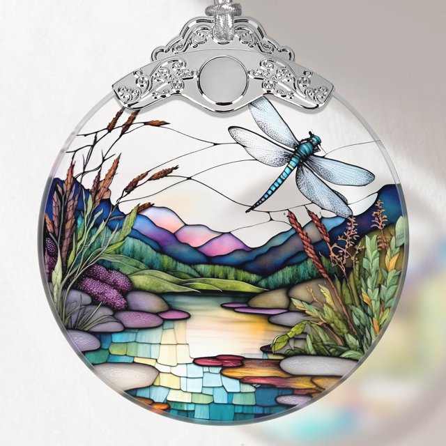 Adorno de vitral con forma de libélula, Tuber, 7,5 x 9 cm