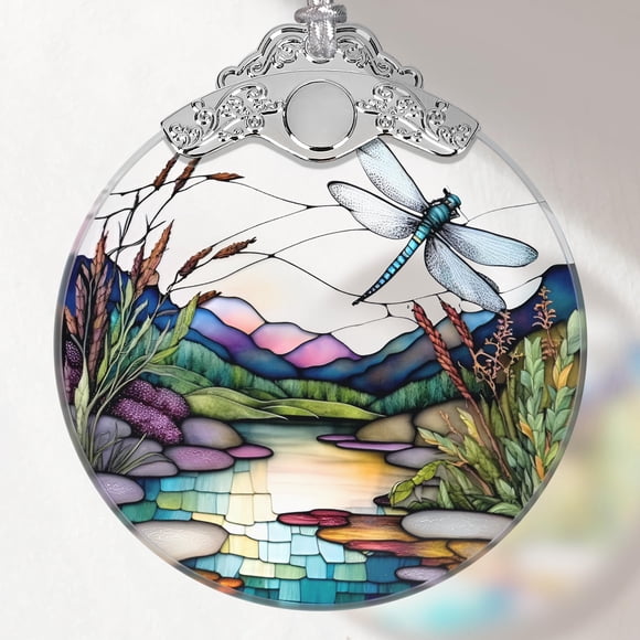 Adorno de vitral con forma de libélula, Tuber, 7,5 x 9 cm