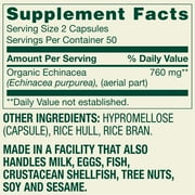 Spring Valley Non GMO Echinacea Dietary Supplement Vegetarian Capsules for Immune Health, 760 mg, 100 Count