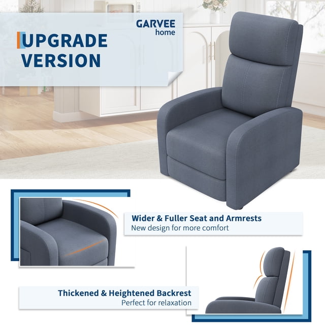 EDTara Fauteuil Inclinable à Dossier Haut, Sofa Simple à Réglage Manuel avec Poche Latérale et Coussin Confortable
