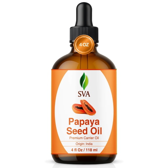 SVA Papaya Seed Oil - 4 Fl Oz – 100% Natural Cold Pressed Papaya Oil - for Face, Skin Care, Hair Care, Scalp Massage & Body Massage – Carrier Oil with Dropper