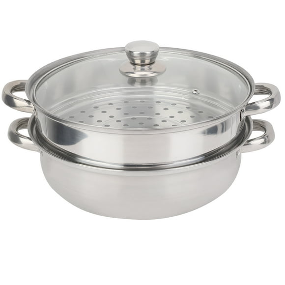 Domqga Stainless Steel Cookware 27cm/11in 2-Layer Steamer Pot Cooker Double Boiler Soup Steaming Pot, Steel Steamer, Steamer Pot
