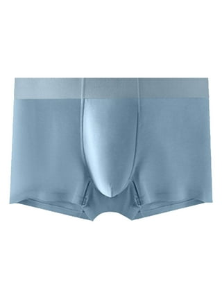 rygai Men Thin Breathable Seamless Bulge Pouch Boxers Briefs  Underwear,Light Blue L
