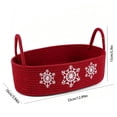 thumbnail image 6 of BSJJY Christmas Woven Storage Basket, Red Cotton Rope Organizer Snowflake Embroidery with Handles for Bathroom, 12.99x5.91x3.94 Inch, 6 of 8