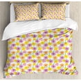 thumbnail image 1 of Garden Art King Size Duvet Cover Set, Dotted Background with Colorful Gerbera Daisies Gardening Themed Illustration, Decorative 3 Piece Bedding Set with 2 Pillow Shams, Multicolor, by Ambesonne, 1 of 3