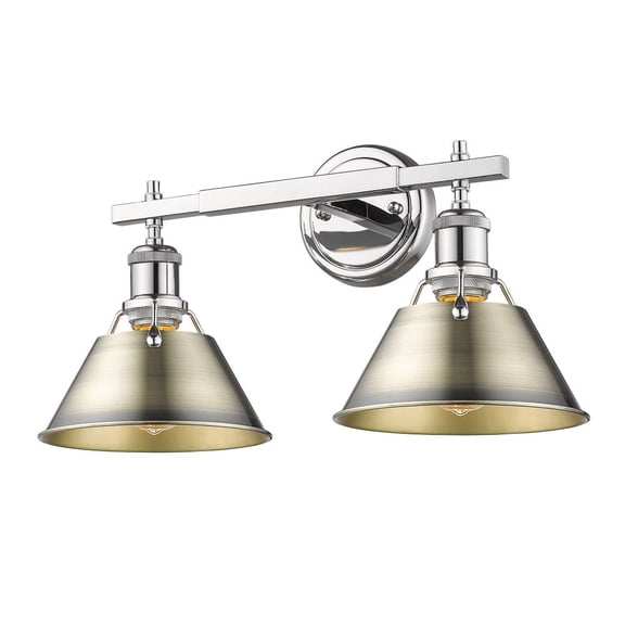 Orwell 2-Light Vanity Light in Chrome with Aged Brass