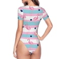 thumbnail image 4 of Naloa Flamingo1 Women's Short-Sleeved Onesie, One-Piece Swimsuit for Parties, dates, clubs - Small, 4 of 9