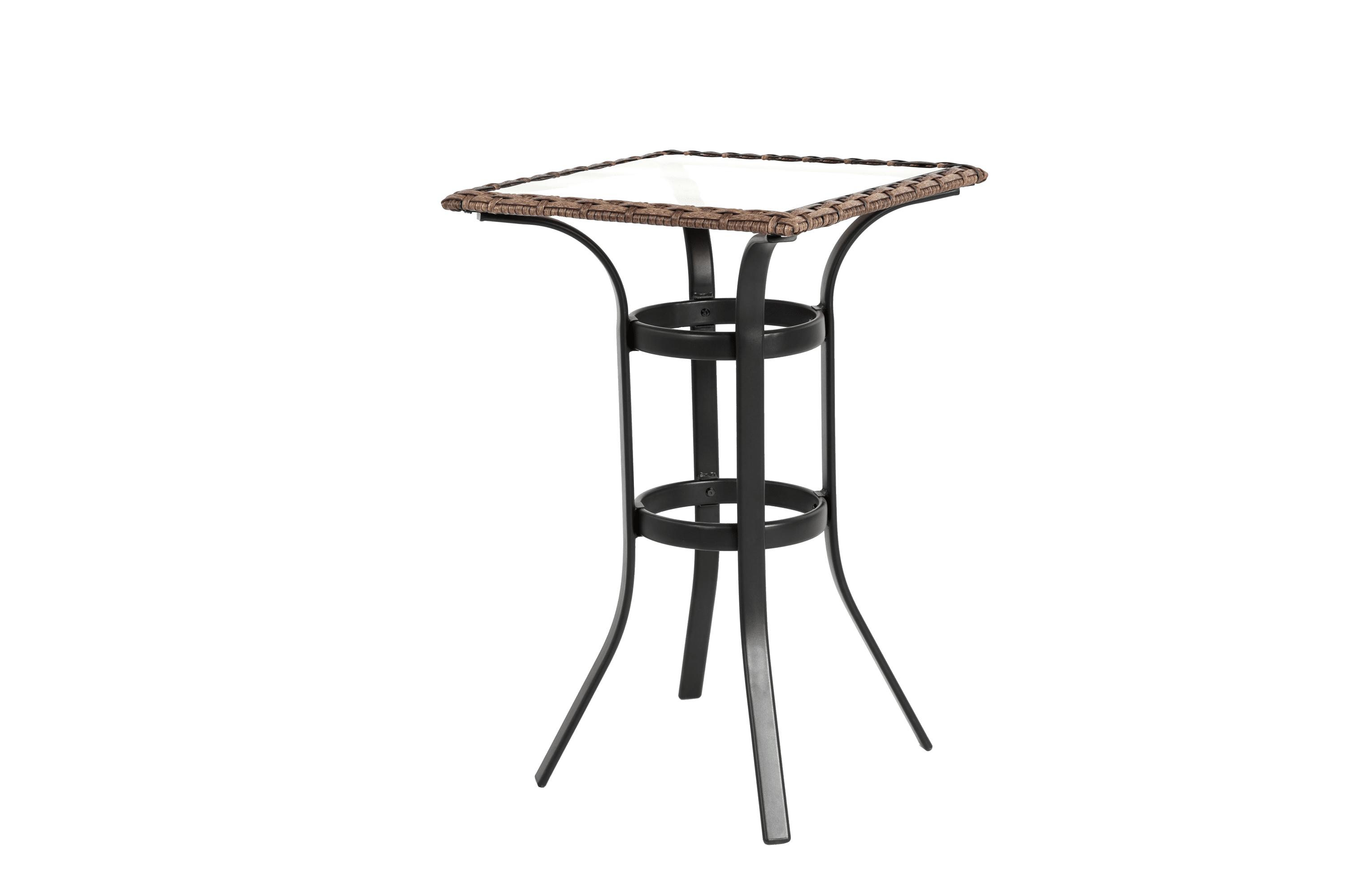MOONMISS 3-Pieces Outdoor Rattan Bar Stools Set with Glass Top Table for Backyard, Garden, Pool