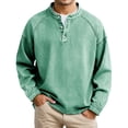 thumbnail image 2 of Kureaily Autumn Winter Long Sleeve Shirt For Slim Fit Casual Pintuck Washed Crewneck Top For Everyday Wear Men's Casual Shirts, 2 of 5