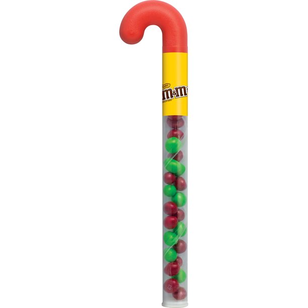 M&M'S Peanut Chocolate, Christmas Candy Canes Tube, 2.12Ounce Cane
