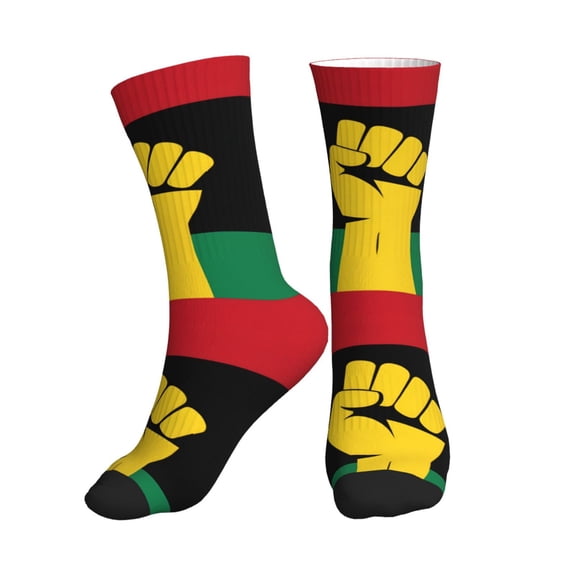 Women's Men's Black Power African Flag Colorful Novelty Pattern Crew Athletic Socks