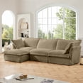 thumbnail image 3 of Newest L-Shaped Sectional Sofa Couch,Comfy Deep Seat Couch, Convertible Ottoman & 2 Big Pillows,Modern Oversized 3 Seater Sofa Set for Living Room Office,Camel Corduroy, 3 of 20