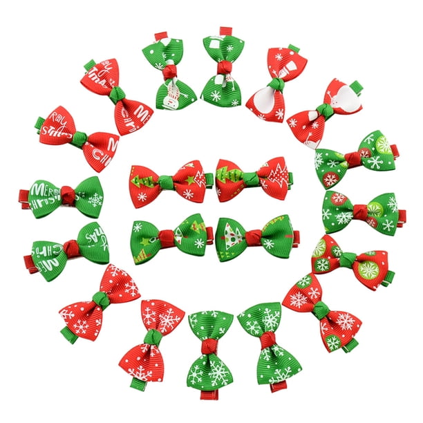 20 piezas Coloridas horquillas navideñas Pinza para el cabello con lazo creativo Diseño de bowknot Adorno para el cabello Fiesta Barrettes Accesorios para el cabello para niños Niñas (Patrón surtido