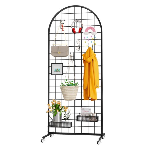 Expositor VGMiu con panel de pared con rejilla, 60 x 160 cm, metal negro