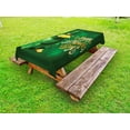 thumbnail image 1 of St. Patrick's Day Outdoor Tablecloth, Large Pot of Gold Leprechaun Hat and Shamrocks Greetings 17th March, Decorative Washable Fabric Picnic Tablecloth, 58 X 120 Inches, Gold and Emerald, by Ambesonne, 1 of 2