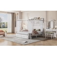 thumbnail image 6 of Queen Size Metal Canopy Platform Bed with Upholstered Headboard and Two Storage Drawers, White, 6 of 9