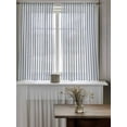 thumbnail image 4 of Navy Blue Striped Tier Curtains 45 Inch Length,Sheer Curtains for Bedroom Living Room Window Navy Blue White Stripes Farmhouse Rod Pocket Drapes Kitchen Curtains Small Half Window 27.5"x45" 2 Panels, 4 of 7