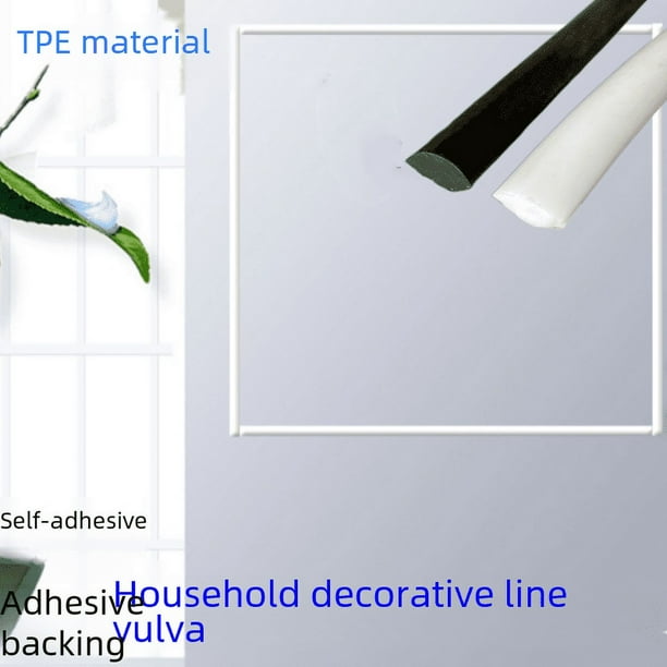 Línea decorativa autoadhesiva TPE para el hogar, hermosa tira de borde, tira decorativa para esquina interna del marco de la puerta, línea de rodapié, hermosa pegatina de costura.