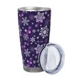 thumbnail image 2 of Fotbe Christmas Purple Snowflakes Pattern 20 oz Tumbler Stainless Steel Vacuum Insulated Coffee Ice Cup Double Wall Travel Flask Leak-proof Coffee Cup-Straw Three-piece Set, 2 of 8