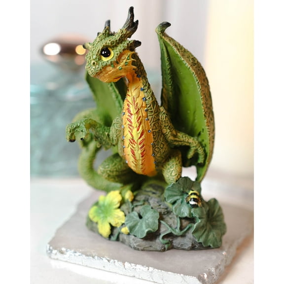 Colorful Fruits Vegetables Green Cantaloupe Dragon Figurine Fairy Garden Decor