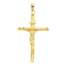 14K Yellow Gold Religious Crucifix Charm Pendant For Necklace or Chain
