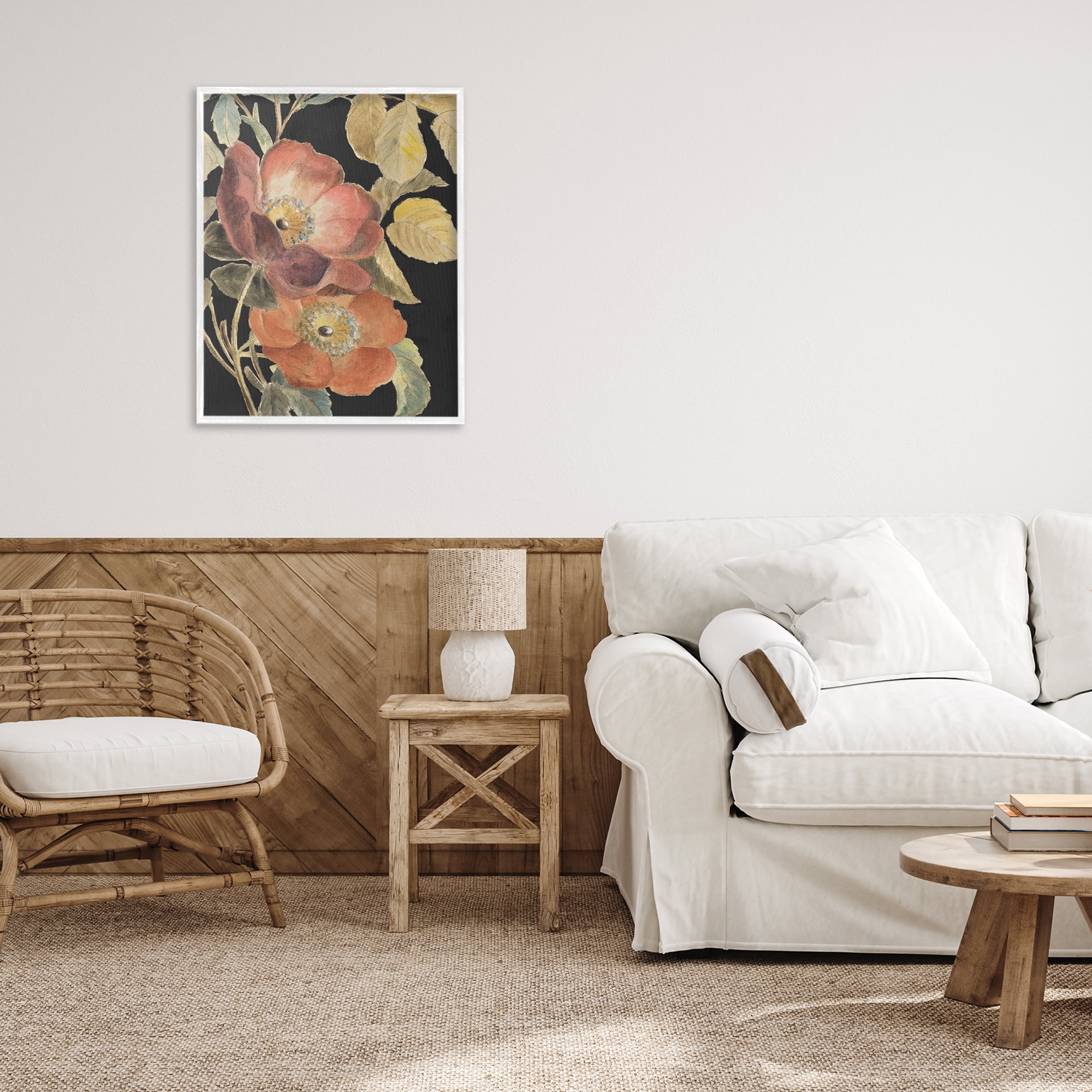 Stupell Industries Red Flower over Black White Framed Giclee Art, design by Lanie Loreth