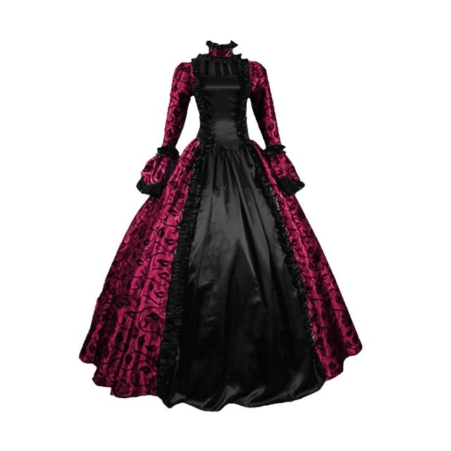 JUNWELL Liquidation Robes d'Halloween pour Femmes Femmes Automne Hiver Gothique Rétro à Imprimé Floral Robes de Bal Robes Robe