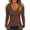 08# Brown, variant on Cold Shoulder Ribbed Top for Women Long Sleeve Slim Fit Deep V Neck Fitted Knit Shirt Fall Versatile Comfy Casual Basic Blouse Black L