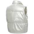 thumbnail image 3 of Women's ZooZatz Silver Texas Longhorns Metallic Cropped Full-Zip Sleeveless Puffer Vest, 3 of 4