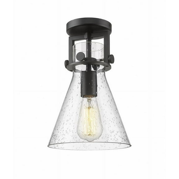 Innovations Lighting  Newton Cone - 1 Light 8" Flush Mount Clear/Polished Nickel