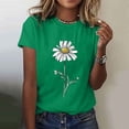 thumbnail image 2 of Sexlip Womens Short Sleeve Blouse Daisy With Branches Print Crew Neck Loose Sleeve Soft Fabric Relaxed Silhouette for Outdoor Relaxation Green XL, 2 of 5