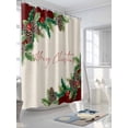 thumbnail image 3 of Merry Christmas Shower Curtain Set, Waterproof Shower Curtains for Bathroom, Green Pine Cones Winter Berry Retro Washable Fabric Cloth Bath Curtain for Bathtub Decoration with Hooks 72x78 Inches, 3 of 6