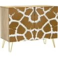 thumbnail image 3 of PixonSign Sideboard Buffet Cabinet, Kitchen Storage Cabinet with 2 Doors, Brown White Geometric Polygon Patterns, Cupboard Console Table for Dining Room - 35" L x 18" W x 29" H, 3 of 5