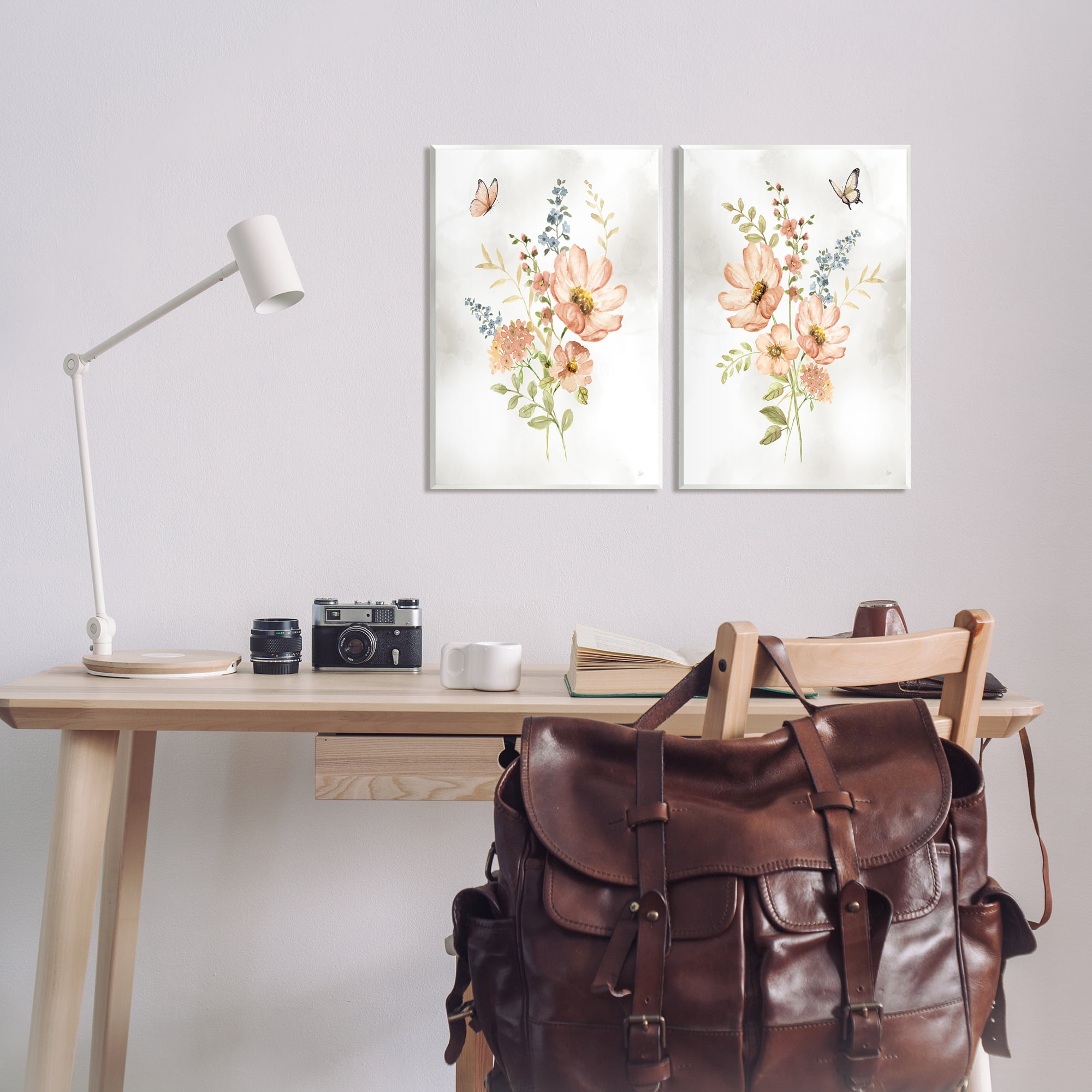 Stupell Industries Soft Pink Spring Flowers Botanical & Floral Painting Unframed Art Print Wall Art, 13 x 19, Set of 2