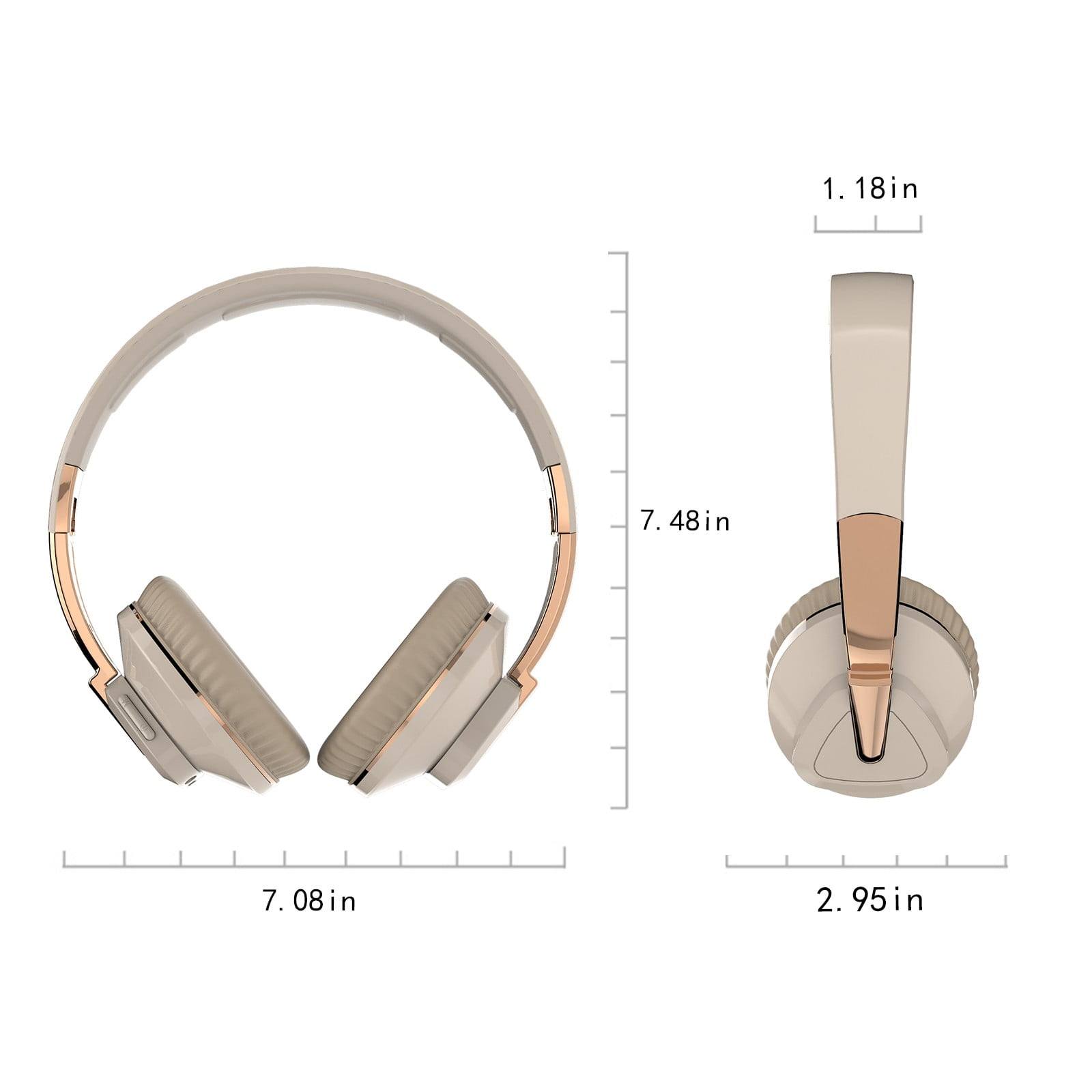 Bluetooth Headphones, 120H Playtime Headphones Wireless Bluetooth with 3 EQ Modes, Low Latency, Hands-Free Calls, Over Ear Headphones for Travel Home Office Cellphone PC - Khaki