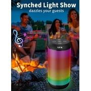 Bluetooth Speaker with Lights,15W Portable Speaker with HD Sound for Home/Party/Outdoor/Beach,Birthday Gift (Black)